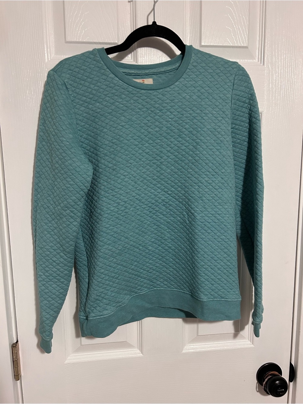 Marine Layer Quilted Crewneck Sweater - Teal Blue